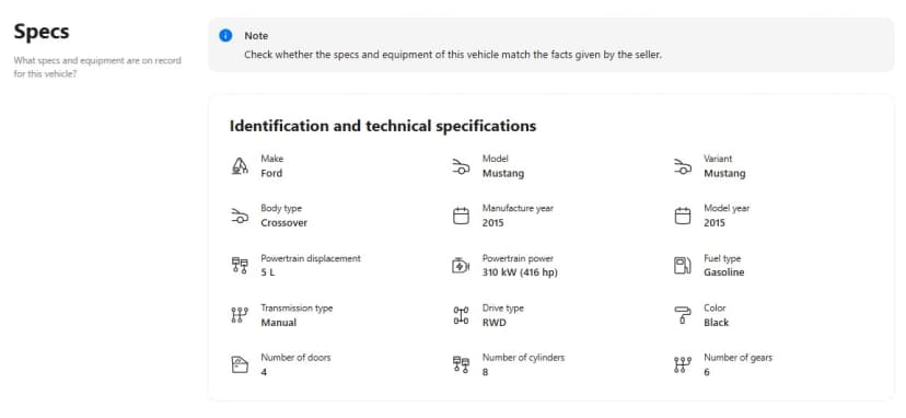 Pro Vin Check Vehicle Reports Specs